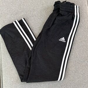Adidas Kids Black Joggers with White Stripes